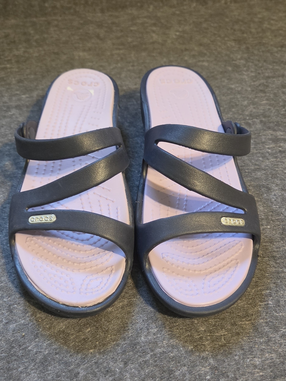 Crocs Women’s Purple & Navy Strappy Slide Sandals